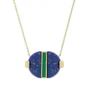 Aliita NRDCES10IPYG09K Deco Empanada Necklace – 9K Yellow Gold, Lapis Enamel