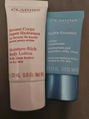 Lot of 2 Clarins Hydra Essentiel Travel 15ml, Baume Corps Super Hydratant 30ml