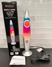 Lava Lamp Rainbow Glass White Wax Retro Lamp Crosslight Brand 13.5 " Tall Silver
