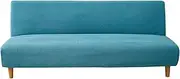 Aliuciku Armless Futon Cover, Stretch Folding Sofa Bed Slipcover Couch Cover with Elastic Bottom(Lakeblue,Large)