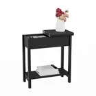 Narrow End Table Flip Open Shelf Sofa Side Table Storage for Living Room