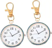 [Beaupretty] 2Pcs Rhinestones Pocket Watch Clip Keychain for Women Portable Unisex Nurse Watch with Easy Fix Design present for Birthdays and Holidays
