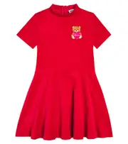 [Moschino Kids] Moschino Kids Teddy Bear velvet dress Y 4 red