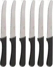 6pcs Steak Knives Serrated Set, Restaurant Quality, Stainless Steel, 4.25-Inch, Rounded Tip, Set of 6
