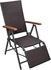 Reclining Deck Chair Poly Rattan Brown