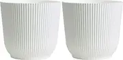 Olly & Rose Oxford Plant Pot 18cm Medium White Planter - Pack of 2 - Indoor and Outdoor Flower Pots for Garden and Home in Matt White - Toughened Resin Plastic Planters Home Décor Plant Pots