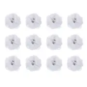 Artificial Rhinestone Chiffon Flower Heads, White Faux Flowers 2 Inch 12Pcs
