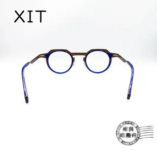 ◆明美鐘錶眼鏡◆ XIT eyewear C024 008 圓形撞色(藍色X棕色)手工鏡框/光學鏡框