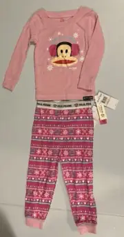 Small Paul Frank Julius Monkey Pink Baby Girls 2pc Pajamas Shirt Pants Set 2T