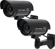 Pack of 2 dummy surveillance camera with red flashing LED, fake surveillance camera CCTV, fake camera, wall mount, dummy camera for indoor and outdoor use