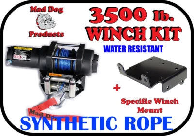 3500lb Mad Dog Synthetic Winch/Mount for 2018-2024 Can-am Defender HD10 MAX