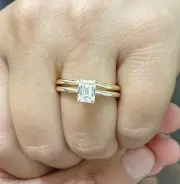 Emerald Cut Diamond Engagement Ring IGI Certified 14k Solid Yellow Gold 1.60ctw