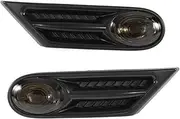 Turn Signal Lights for BMW for Mini Cooper R56 R57 R58 R59 2007-2013 Replace OEM 63137260202 63137260201 LED Side Marker Indicator Light Turn Signal Lights(Black and Smoke)
