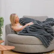 Stay Cosy Heated Throw Blanket 160 x 120 cm - Grey Stripe