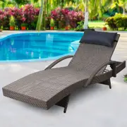 Outdoor Sun Lounge Furniture Wicker Day Bed (Grey)