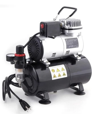 Upgraded Airbrush Single-Piston Oil-free Mini Compressor ABPST08 Open Box