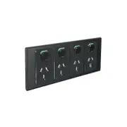 Clipsal Iconic STYL Quad Switched Internal Power point Cover Plate Silver Shadow - S3015/4C-SH