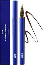 BBIA Never Die Brush Eyeliner - Waterproof & Sweat-proof Liquid Pen Eye Liner No-Skip with Highly Resilient Fine Brush Tip Satin Finish Long-Lasting Quick Dry Vegan Korean Eye Makeup (02 MATTE BROWN)