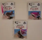 3 FLUKE/FLOUNDER RIGS FLUOROCARBON SALTWATER FISHING SINGLE HOOK BUCKTAIL