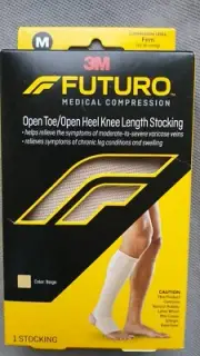 Futuro Open Toe/Heel Knee Length Medical Compression Stocking Unisex M Firm Comp