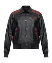 logo-patch leather jacket IT52,IT50 black