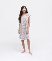 Girls Huckleberry Lane Sizes 10-16 Cheetah Print Short Sleeve Nightie PJS Pyjamas