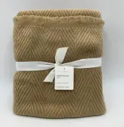 Pottery Barn Herringbone Throw Blanket Taupe 50 x 60 in #16D