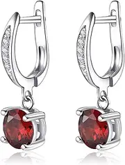[GLESOS] Lightweight Hoop-Shaped Drop/Dangle Huggie Earrings,18K White Gold Plated CZ Crystal Earrings for Women