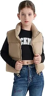 [SOLOCOTE] Girls Puffer Vest Hooded Coat Water-Resistant Warm Winter Fleece Sleeveless Kids Jacket for 6-14 Years