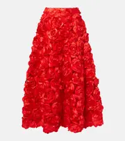 [Rotate] Rotate Floral-appliqué tulle midi skirt AU 14 red