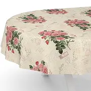 Oilcloth Tablecloth Wax Tablecloth Washable Garden Tablecloth Postcard Roses Oval 240 x 140 cm Cut Edge