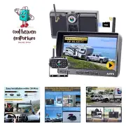 Dual Cameras RV Backup Camera Wireless Front Dash Cam 360 ° Rotation - Plug a...