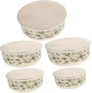 IWOWHERO 5pcs Enamel Enamel Bowl Storage Bowls with Lids Large Bowls with Lids Serving Bowl Salad Bowl with Lid Large Bowl with Lid Large Mixing Bowls with Lids Salad Container