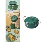 Deep Fryer Carbon Steel Frying Pot with Thermometer Lid Oil Drip Drainer Rack