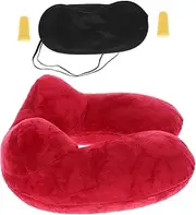 MUSISALY Inflatable Travel Neck Pillow for Airplane U Shaped Supportive Design for Comfort During Long Flights Easy to Clean Washable Cover for Car and Train Trips Red