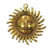 Indian Traditional Wall Hanging Brass Sun Surya Idol For Home & Door Decoration