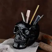 Arola Black Skull Pen & Pencil Holder Skeleton Key Holder Makeup Brush Holder flower pot Home Office Desk Supplies Organizer Accessory