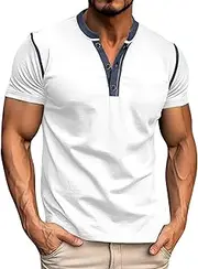 [Generic] Men's Short Sleeved Fashion Spring and Summer Stitching Shirt Foreign Trade Business Round Neck T Shirt Big & Tall T Shirts for Men