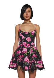 [Sugar Thrillz] Scandal Sheet Mini Dress - Black Floral