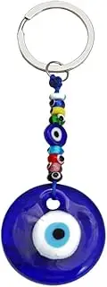 HOLIDYOYO Turkish Devils Eye Pendant, Bule Evil Eye Keyring, Blessing Protection Pendant, Handmade Hand Key Holder for Car Backpack Decor