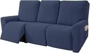 KEKUOU Recliner Sofa Covers, 5-Pieces Recliner Sofa Stretch Sofa Slipcover Couch Covers for 3 Seats Reclining Slipcovers,Spandex Jacquard Furniture Protector for Dogs,Kids (Navy Blue)