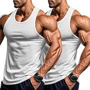 Men's Tank Top Vest Top Undershirt Sleeveless Shirt Sleeveless Crew Neck Summer Plain Fashion Designer Basic 2 Pack Vacation Street Going out Black White Black