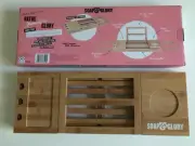 Expandable Bamboo Bath Caddy Wine Glass Holder Tray Over Bathtub Rack Support
