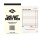 1 x Zions TA Restaurant Take Away Docket Book Perforated Claim Slip 100 Sets