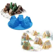 Silicone 3D Christmas Mini Gingerbread House Village Cake Chocolate Baking Mold Muffin Pans & Baking Moulds