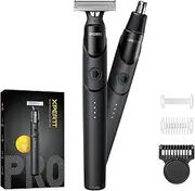 Xpert T Magnetic Beard Styler & Body Trimmer for Men - All-in-One Electric Razor with Nose Hair Shaver, 12 Adjustable Comb & 2 Body Guides, 90 Min Runtime Body Groomer with Travel Lock, Black