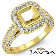 Pre-Set Asscher Semi Mount Diamond Engagement Ring 14k Yellow Gold 1.65 Carat