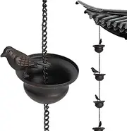 Rain Chain,Garden Rain Cups Chime, 94.5 Inch Movable Hanging 8 Birdbaths Rain Catchers for Garden Decorative Hanging Garden Ornaments for Oudoor Indoor, Rain Chain/1487