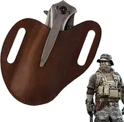Fuuxtci Folding Knife Rest - Men's Leather Knife Organiser Sheath Belt, Pocket Knife Holder with Belt Clip, Men's Leather Organiser Sheath, Leather Knife Sheath Belt for Most Pocket Knives