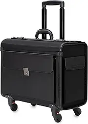 [alpine swiss] 17” Laptop Rolling Briefcase 4 Wheels Pilot Lawyer Attache Travel Case, Black, One size